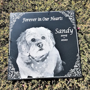 Custom Engraved Stone Pet Memorial, Pet Garden Stone, Engraved Granite, Engraved Memorial Stone, Garden memorial, Engraved pet photo