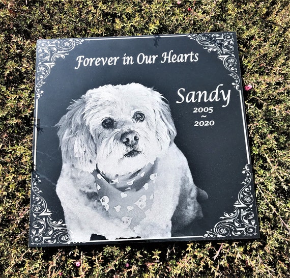 Custom Engraved Stone Pet Memorial, Pet Garden Stone, Engraved Granite, Engraved Memorial Stone, Garden memorial, Engraved pet photo