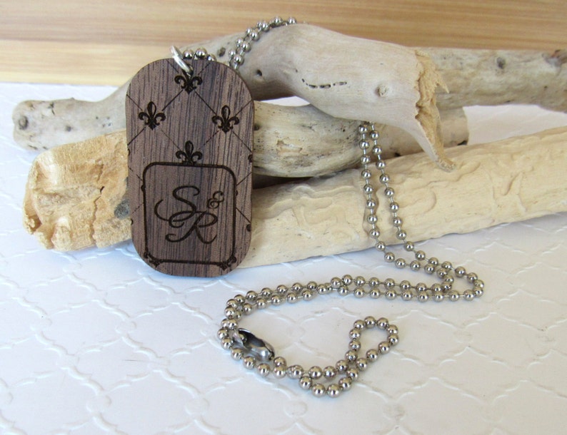 Fleur De Lis Mens or Womens Dog Tag Necklace Personalized Etsy