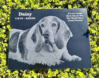 Loving Pet Dog Custom Design and Engraved Garden Memorial Stone , Pet Garden Stone, Pet Garden Marker, Custom Designs, Engraved pet photo