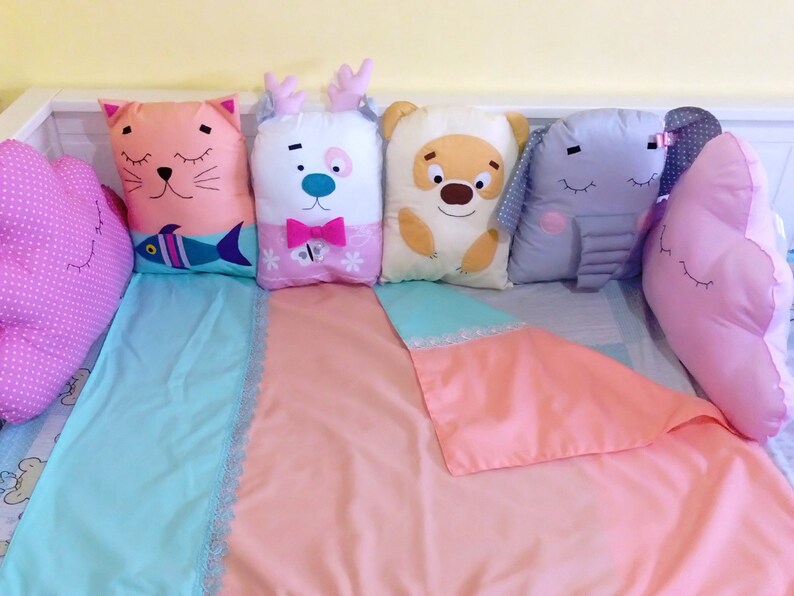 Animal Crib Bumper Crib Pillow Pillows Set Baby Shower Etsy