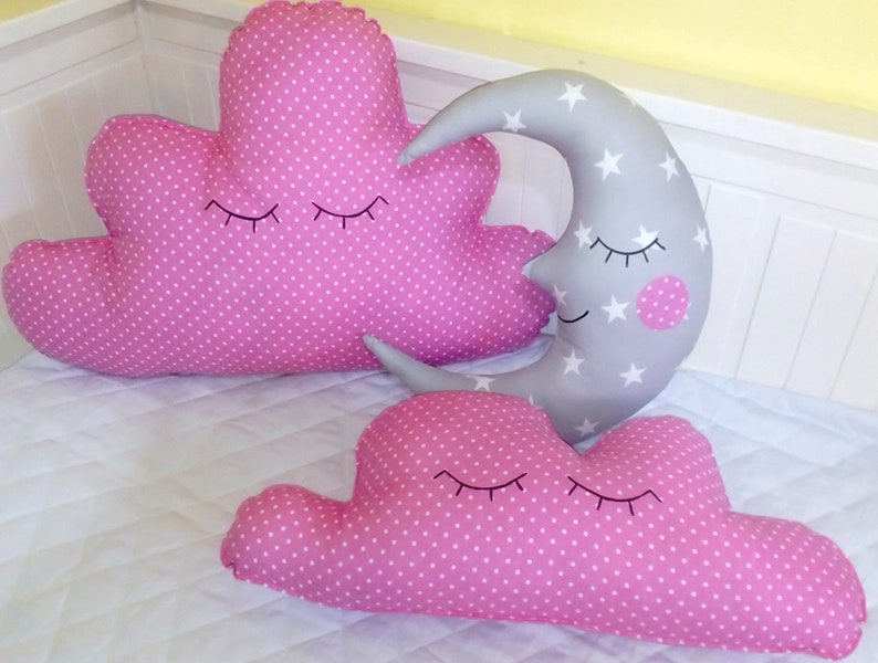 Crib Bumper Pillow Set Cloud Moon Pillow Cloud Pillow Etsy