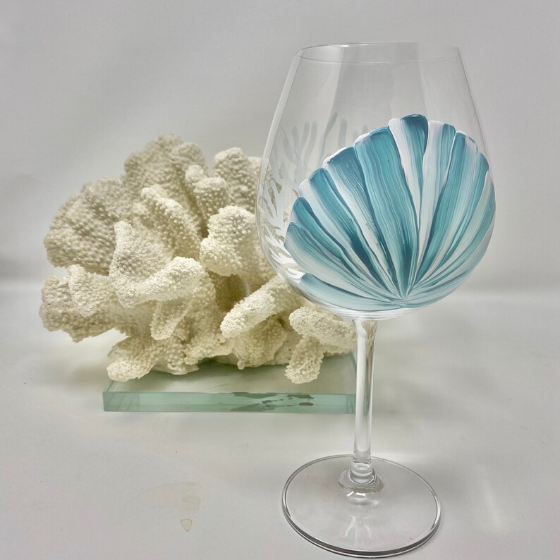 Shells Stemless GlassesHand Painted Wine Glasses Beach Etsy