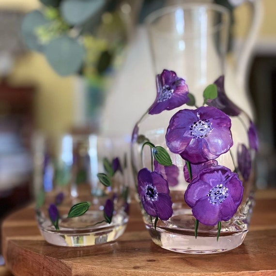 Blue Ocean Glass Water Carafe with Glass Tumbler