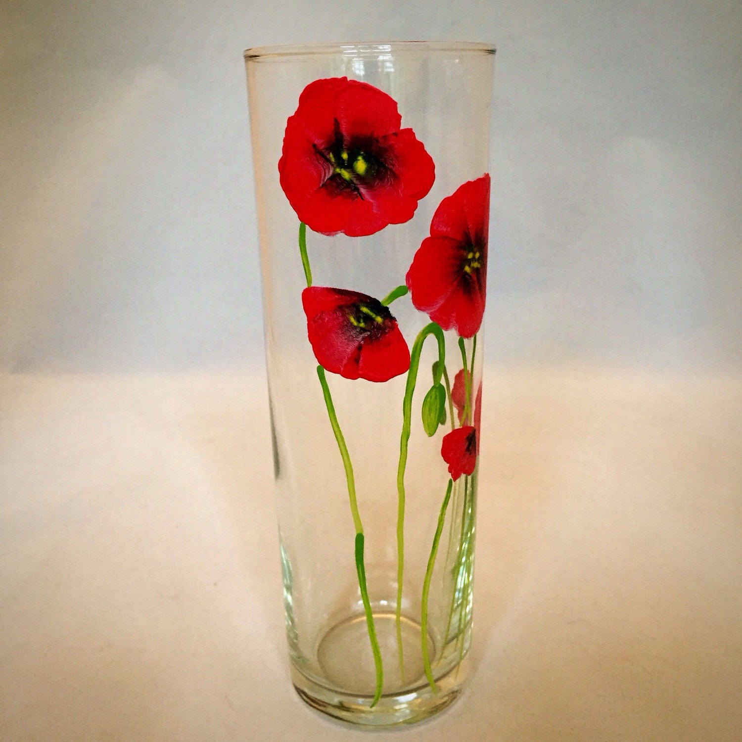Poppies Glassware Set of 2 Hand Painted California Poppies Etsy