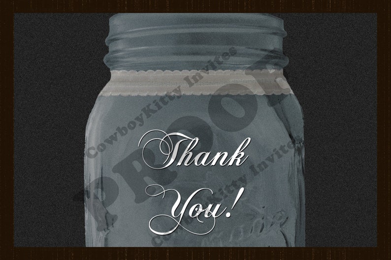and More; Print at Home Birthdays Shabby Chic Mason Jar Thank You Card; Rustic Burlap Chalkboard and Woodgrain Looks for Weddings,Showers