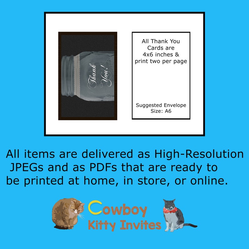 and More; Print at Home Birthdays Shabby Chic Mason Jar Thank You Card; Rustic Burlap Chalkboard and Woodgrain Looks for Weddings,Showers