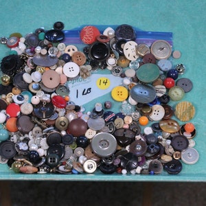 Buttons, Lot 14, Mixed Bag of Buttons, Random Lot of Buttons