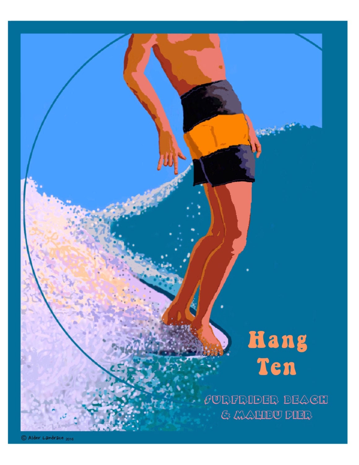 HANG TEN Original Art 8x10 Gicl e Print Vintage Style Surfing Etsy hang-ten-original-art-8x10-gicl-e-print-vintage-style-surfing-etsy