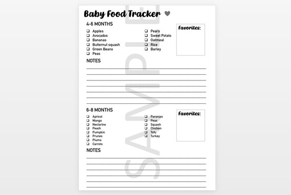 baby solid food tracker