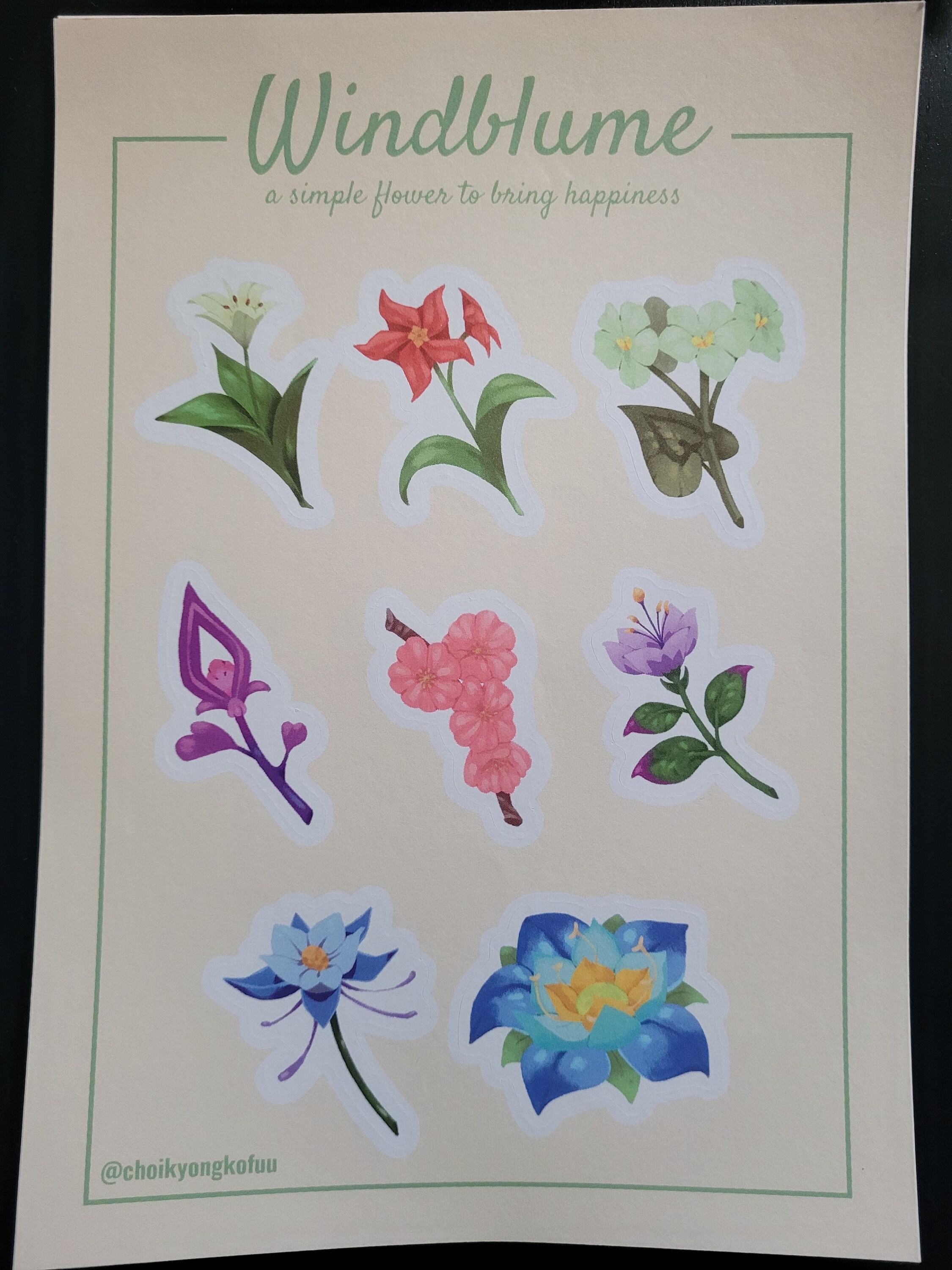 Genshin Impact windblume Flower Sticker Sheets Etsy