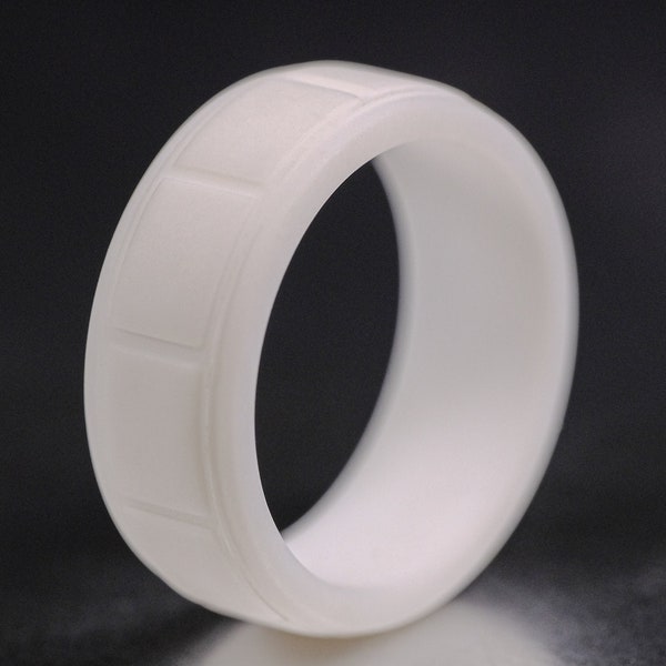 Silicone Wedding Band White 8mm - Unisex Active Lifestyle Ring - White Box Design