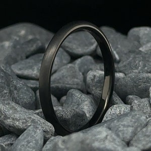 Black Brushed Tungsten Carbide Wedding Band- 2mm Men's Black Ring - Gift For Him - Black Tungsten Ring - Men's Engagement Ring