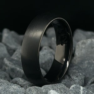 Black Brushed Tungsten Carbide Wedding Band - 6mm Men's Black Ring - Gift For Him - Black Tungsten Ring - Men's Engagement Ring