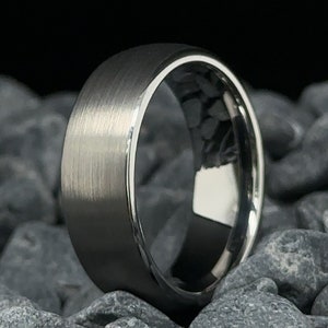 Brushed Tungsten Ring Silver Finish - 7mm His and Hers Wedding Bands - Anniversary Gift