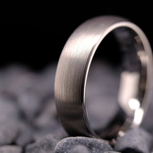 Brushed Silver Tungsten Ring - 6mm His and Hers Wedding Band - Custom Engraved Ring