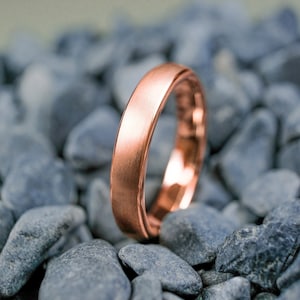 4mm Brushed Rose Gold Tungsten Wedding Band – Unisex Customizable Ring