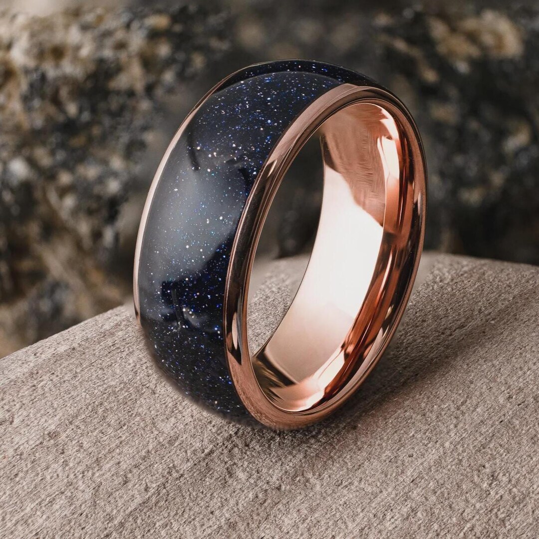 Orion Nebula Ring - Rose Gold Galaxy Space Wedding Band 8mm (free ...