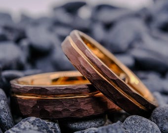 WSZJLN Moda 8mm Tungsteno Anello Di Nozze Per Uomo Donna Blu Scanalatura Passo Bordo Nero Spazzolato Anello Di Fidanzamento Anniversario Gioielli Regali-7, Stile 8