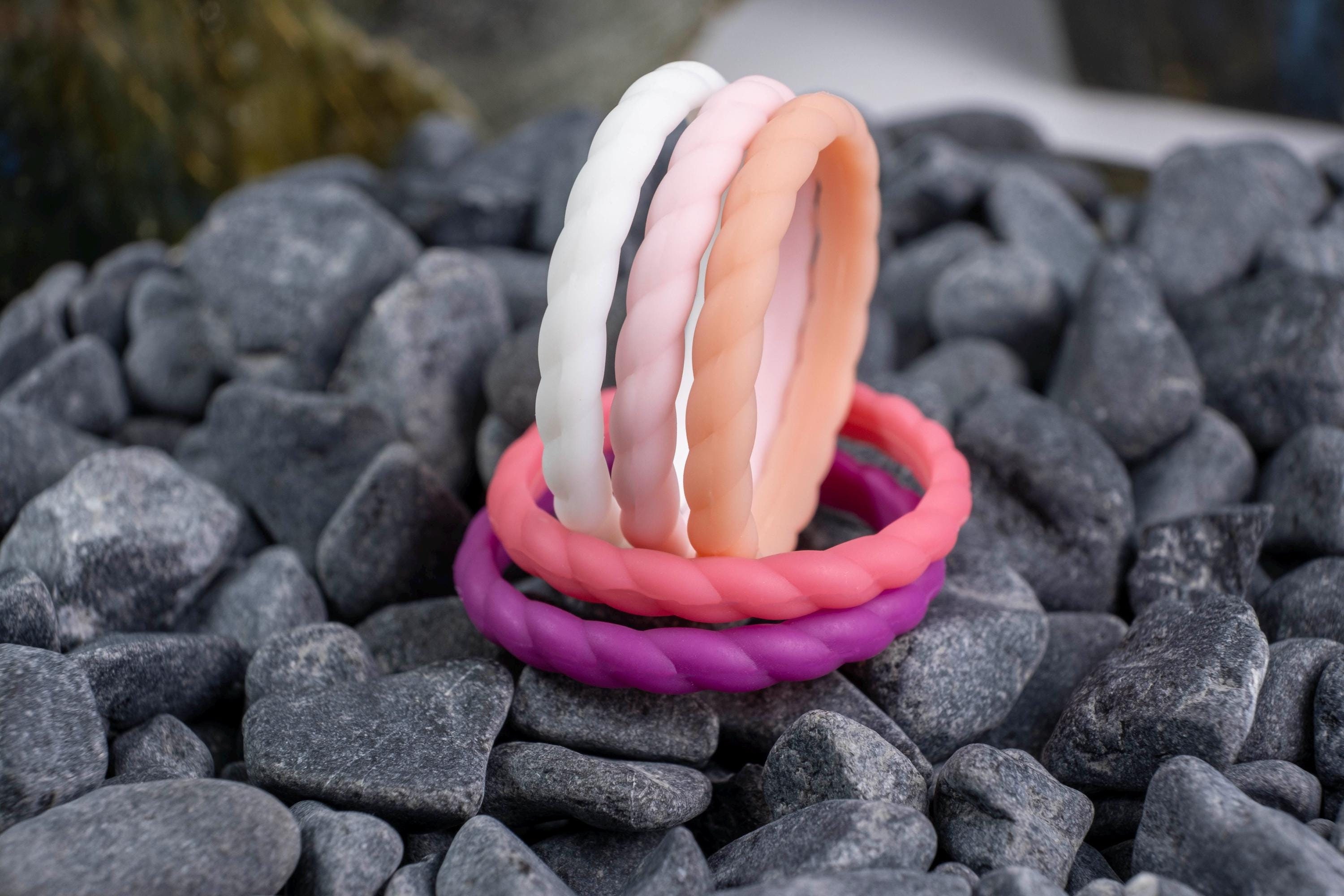 Braided stackable silicone ring sale