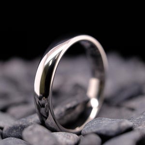 Polished Silver Tungsten Ring - 4mm His and Hers Wedding Band - Anniversary Gift - Custom Engraved Ring