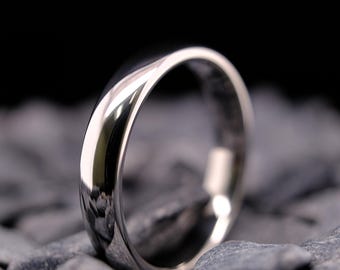 Anillo de tungsteno de plata pulida - Alianza de bodas de 4 mm para él y para ella - Regalo de aniversario - Anillo grabado personalizado