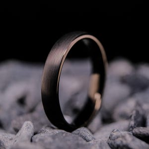 Black Brushed Tungsten Wedding Band- 4mm Unisex Obsidian Ring