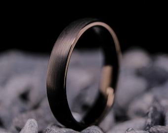 Black Brushed Tungsten Wedding Band- 4mm Unisex Obsidian Ring