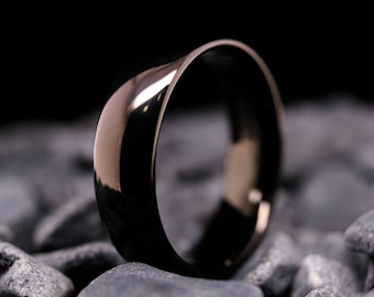 Black Tungsten Wedding Band - 6mm Polished Obsidian Unisex Ring