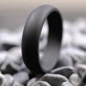 6mm Black Silicone Wedding Band - Unisex Active Lifestyle Ring