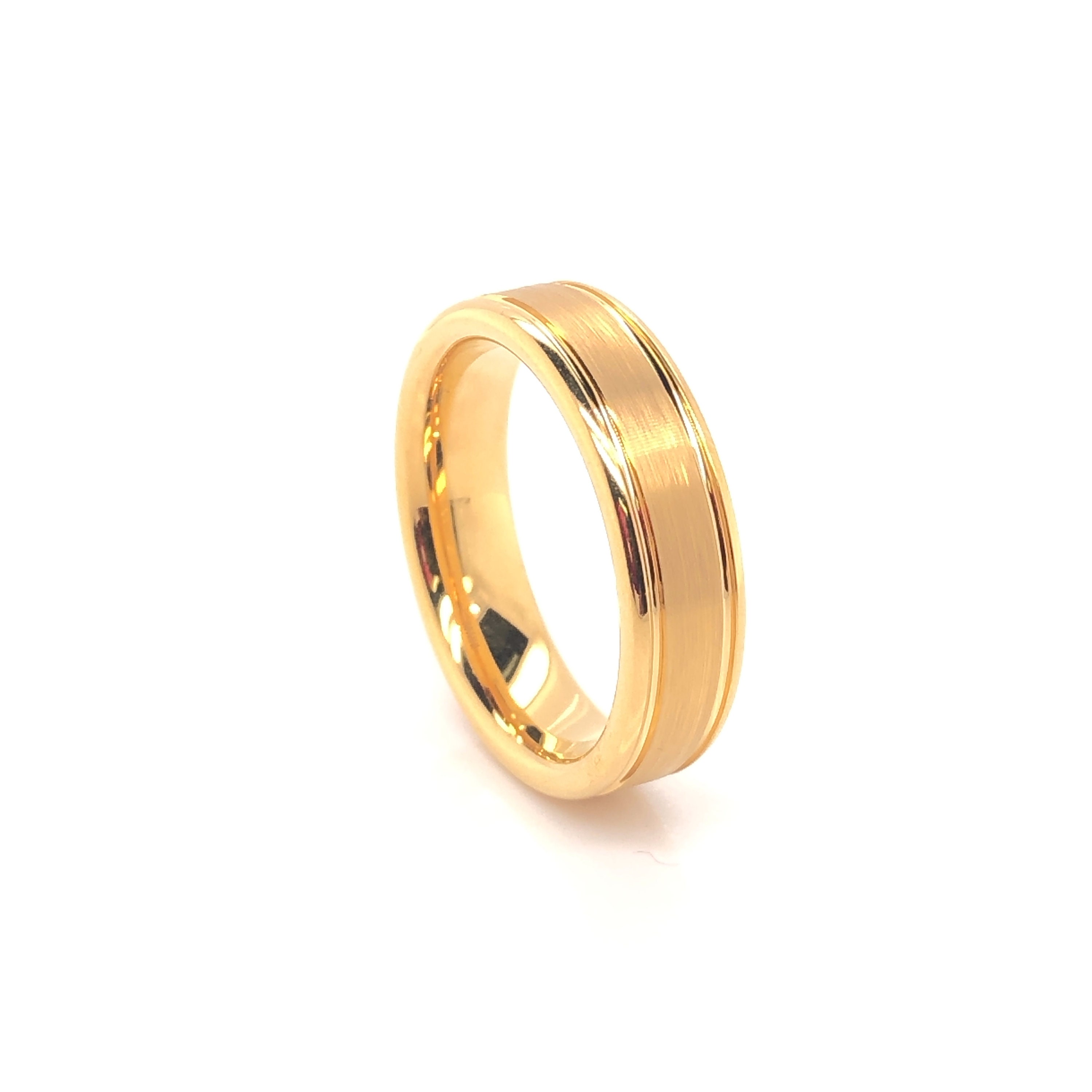 Tungsten Ring Tungsten Yellow Gold Band POLISHED SIDE WALLS Etsy