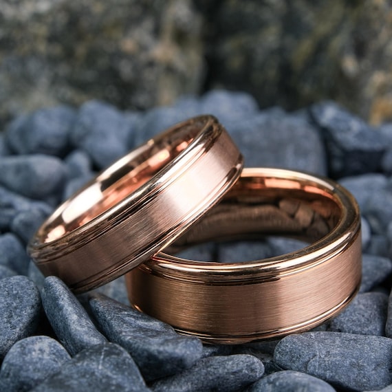 rose gold ring engraved tungsten carbide rings