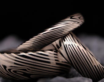 Men's Tungsten Ring - Damascus Steel Design Brushed Bands - Wedding Bands - Engagement Ring - Unique Tungsten Bands - Anniversary Gift