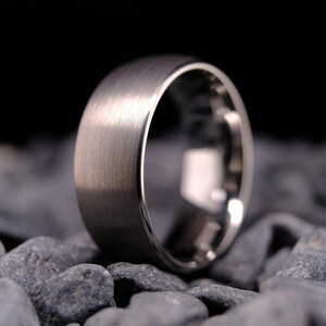 Brushed Silver Tungsten Ring - 8mm His and Hers Wedding Band - Custom Engraved Ring