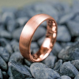 6mm Brushed Rose Gold Tungsten Wedding Band – Unisex Customizable Ring