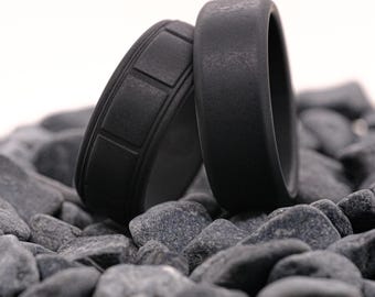 Zwarte siliconen ring set 8 mm - Unisex Active Lifestyle-ring - Siliconen trouwringen