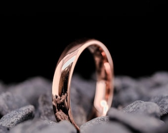 Poliert Rose Gold Wolfram Band - 4 mm Unisex Ehering