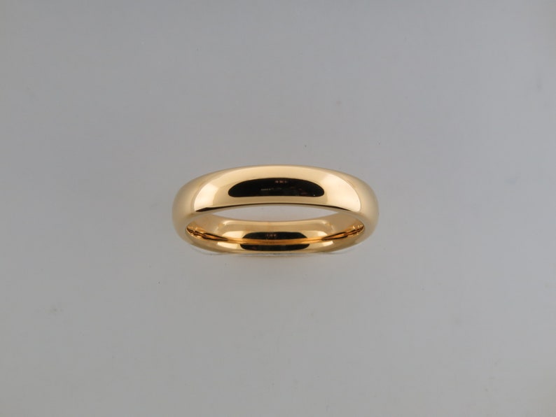 4mm High POLISHED Yellow Gold Tungsten Carbide Unisex Band image 0