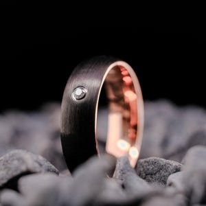 Black Tungsten Ring - Brushed CZ Finish - 6mm Unisex Wedding Band
