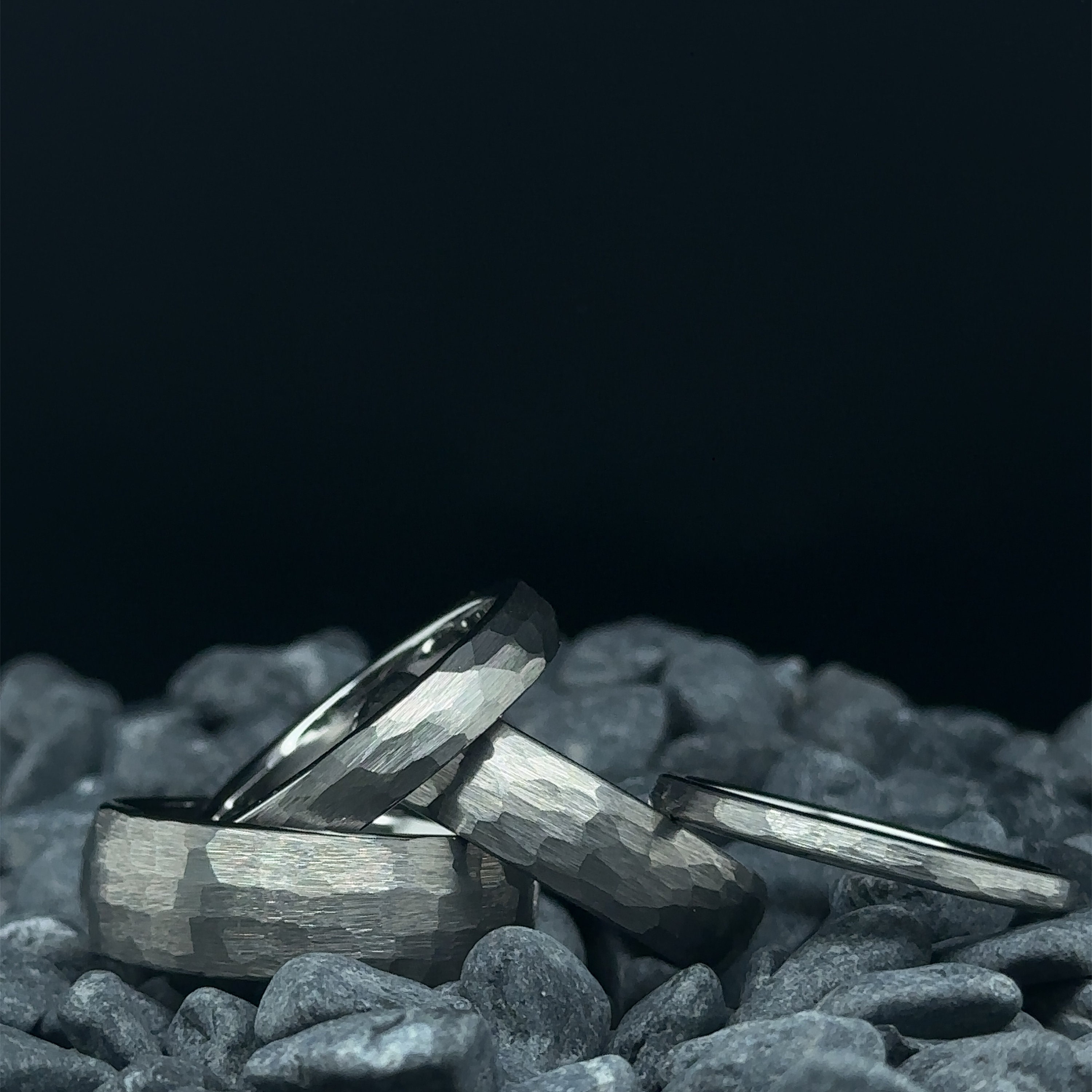 Tungsten Ring Silver Hammered Finish - His and Hers Wedding Bands - Anniversary Gift - Promise Ring