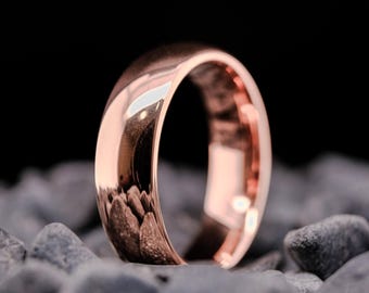 Gepolijste roségouden wolfraamband - uniseks trouwring 6 mm