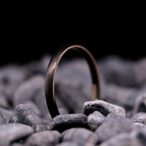 Black Brushed Tungsten Wedding Band- 2mm Unisex Obsidian Ring