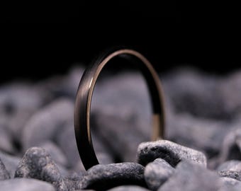 Black Brushed Tungsten Wedding Band- 2mm Unisex Obsidian Ring