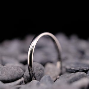 Thin Polished Silver Tungsten Ring - 2mm His and Hers Wedding Band - Anniversary Gift - Custom Engraved Ring