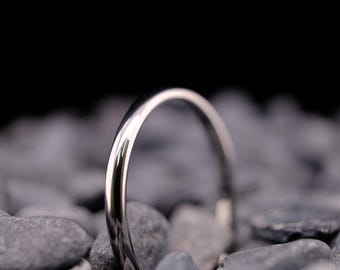 Thin Polished Silver Tungsten Ring - 2mm His and Hers Wedding Band - Anniversary Gift - Custom Engraved Ring
