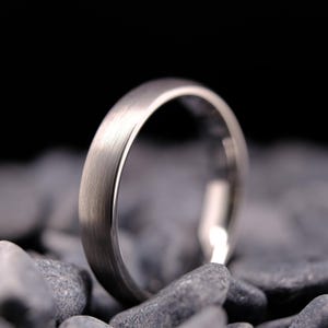 Brushed Silver Tungsten Ring - 4mm His and Hers Wedding Band - Custom Engraved Ring