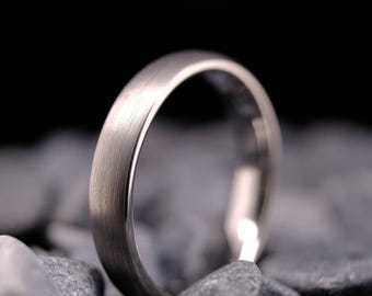 Brushed Silver Tungsten Ring - 4mm His and Hers Wedding Band - Custom Engraved Ring