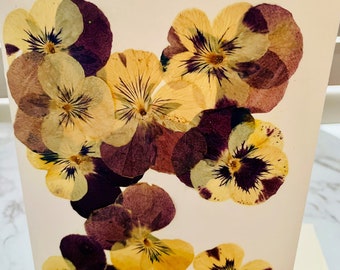 One-of-Kind Pressed Flower Note Card; Nature Notes; Stationery Notes; Pansy Note Card