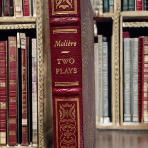 Collectible Hardcover Leatherbound &quot;Two Plays&quot; Moliere 1980- Tartuffe and The Would-be Gentleman; French Theater Literature