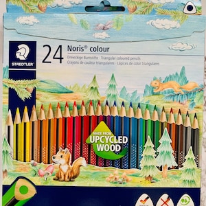 Staedtler Noris Colour Pencils: 24 Triangular Upcycled Wood Art Pencils